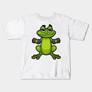 Frog at Biceps training with Dumbbells Kids T-Shirt